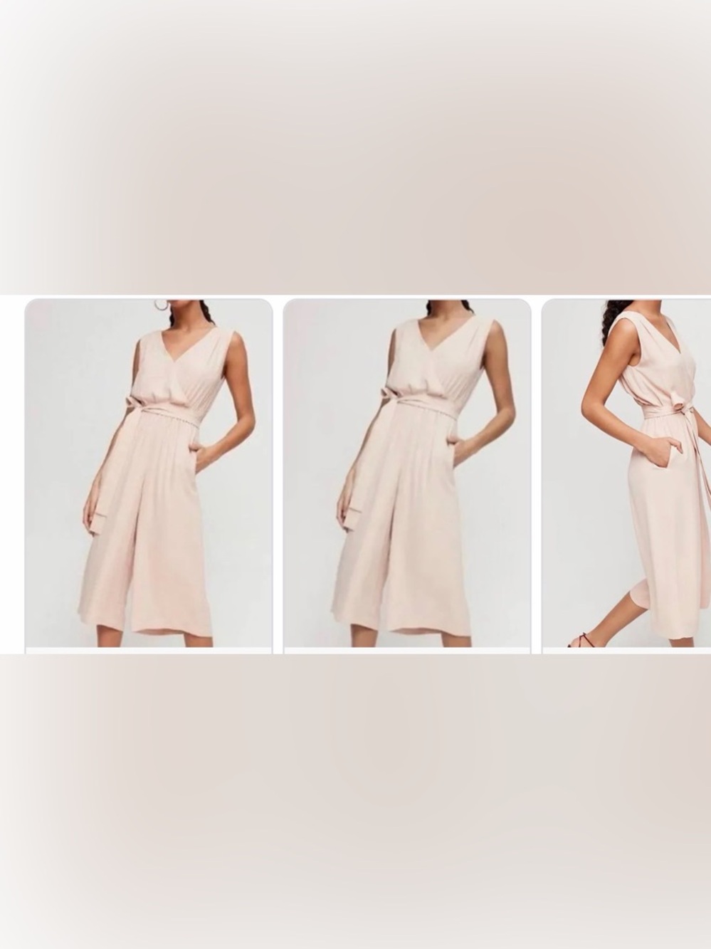 Babaton Aritzia Maximillian Sleeveless V-Neck jumpsuit  in Blush